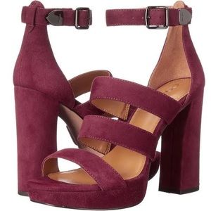 Coach Marina Burgundy Suede Platform Heels - Size 7
